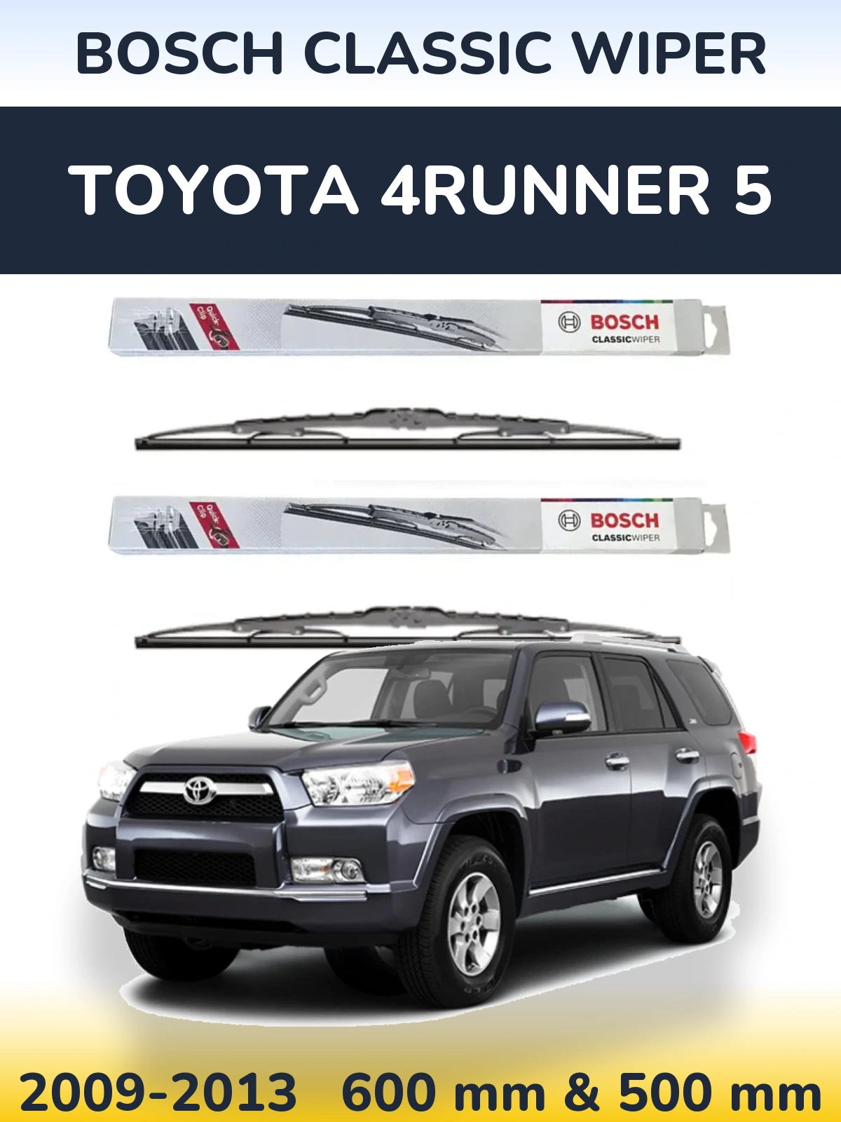 Sada předních stěračů BOSCH Classic Wiper 600 a 500 mm pro Toyota 4Runner 5 2009-2013