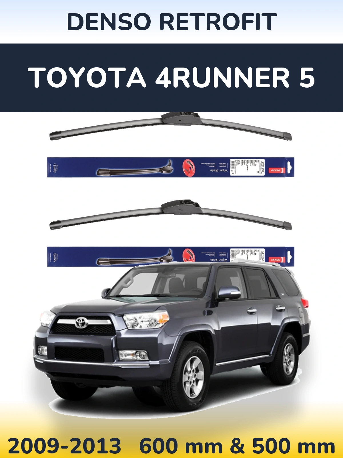Sada předních stěračů Denso Retrofit 600 a 500 mm pro Toyota 4Runner 5 2009-2013