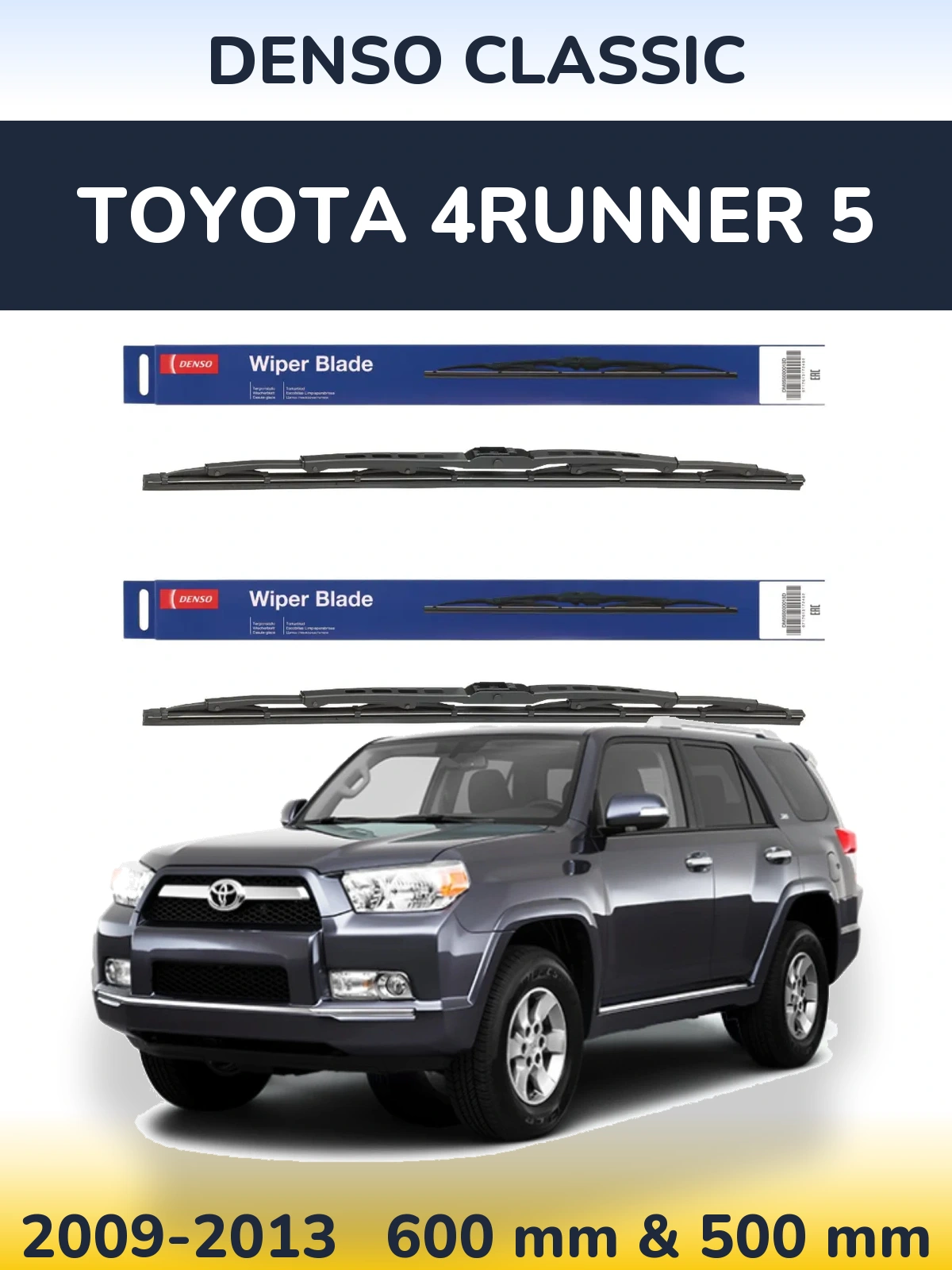 Sada předních stěračů Denso Classic 600 a 500 mm pro Toyota 4Runner 5 2009-2013