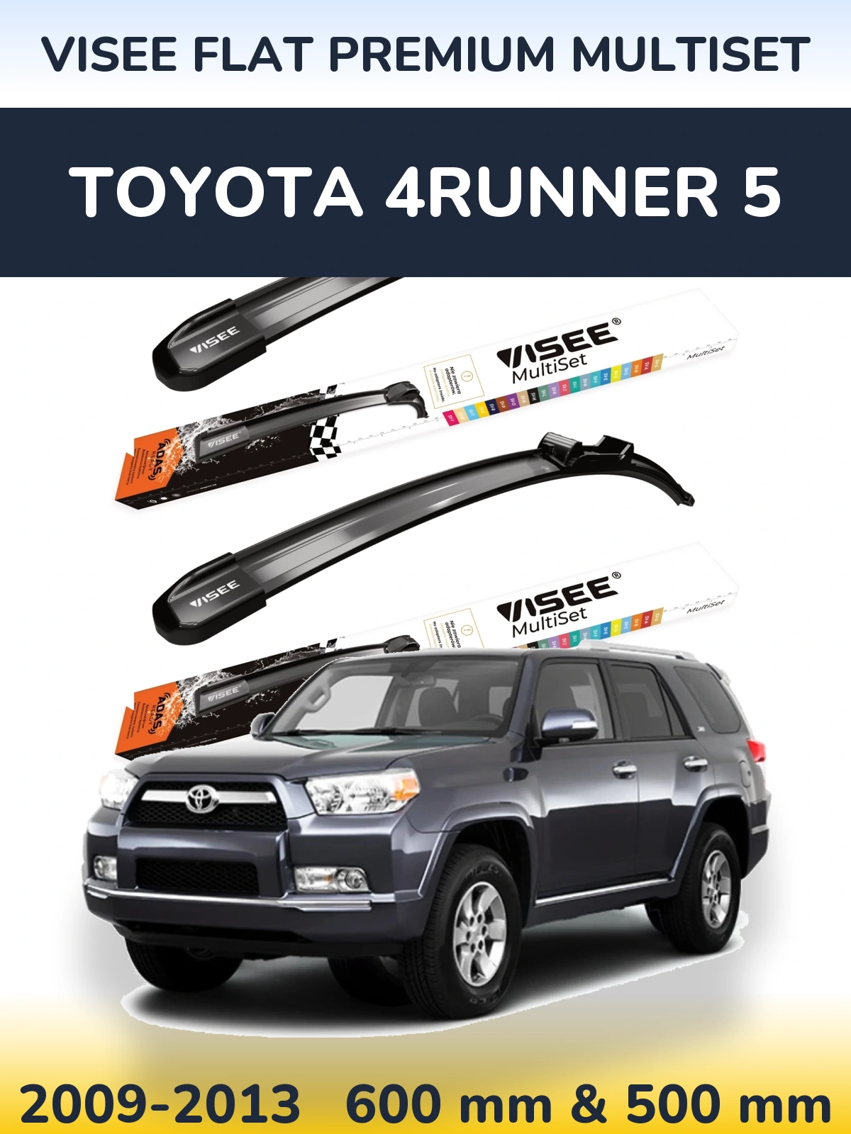 Sada předních stěračů VISEE FLAT PREMIUM MultiSet 600 a 500 mm pro Toyota 4Runner 5 2009-2013