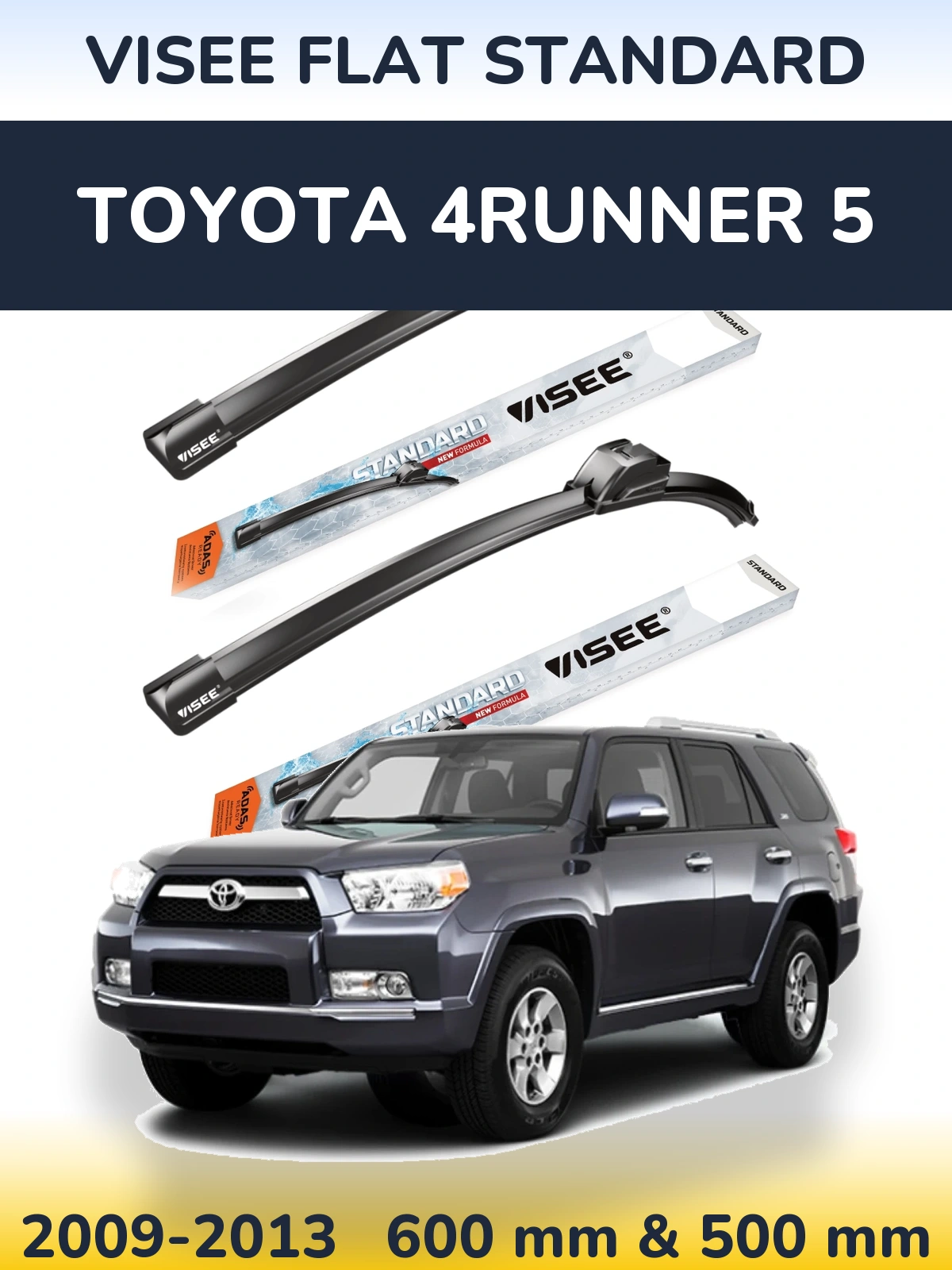Sada předních stěračů VISEE FLAT STANDARD 600 a 500 mm pro Toyota 4Runner 5 2009-2013