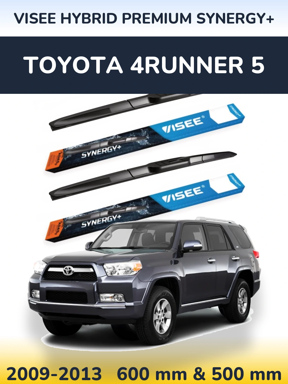 Sada předních stěračů VISEE HYBRID PREMIUM SYNERGY+ 600 a 500 mm pro Toyota 4Runner 5 2009-2013