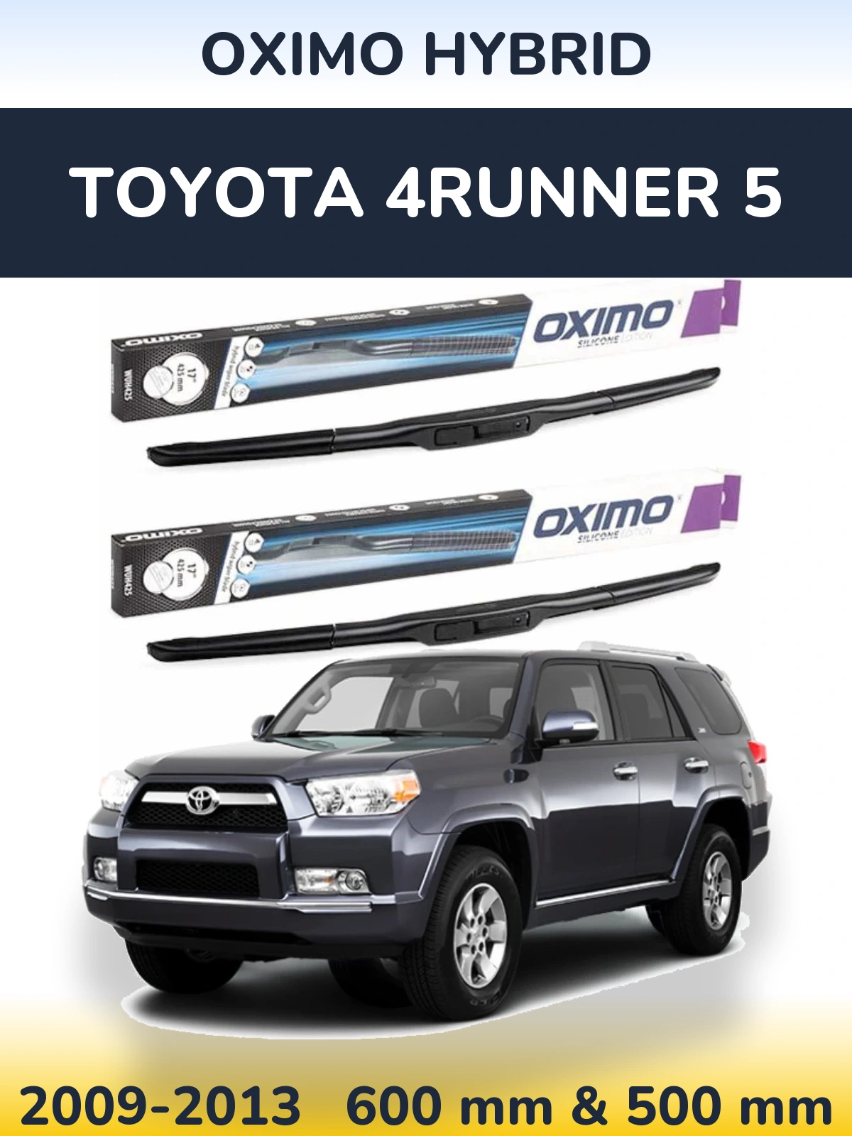 Sada předních stěračů Oximo Hybrid 600 a 500 mm pro Toyota 4Runner 5 2009-2013