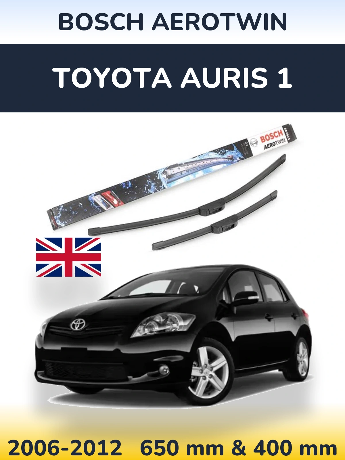 Комплект передніх щіток BOSCH AeroTwin 650 & 400 мм для Toyota Auris 1 2006-2012