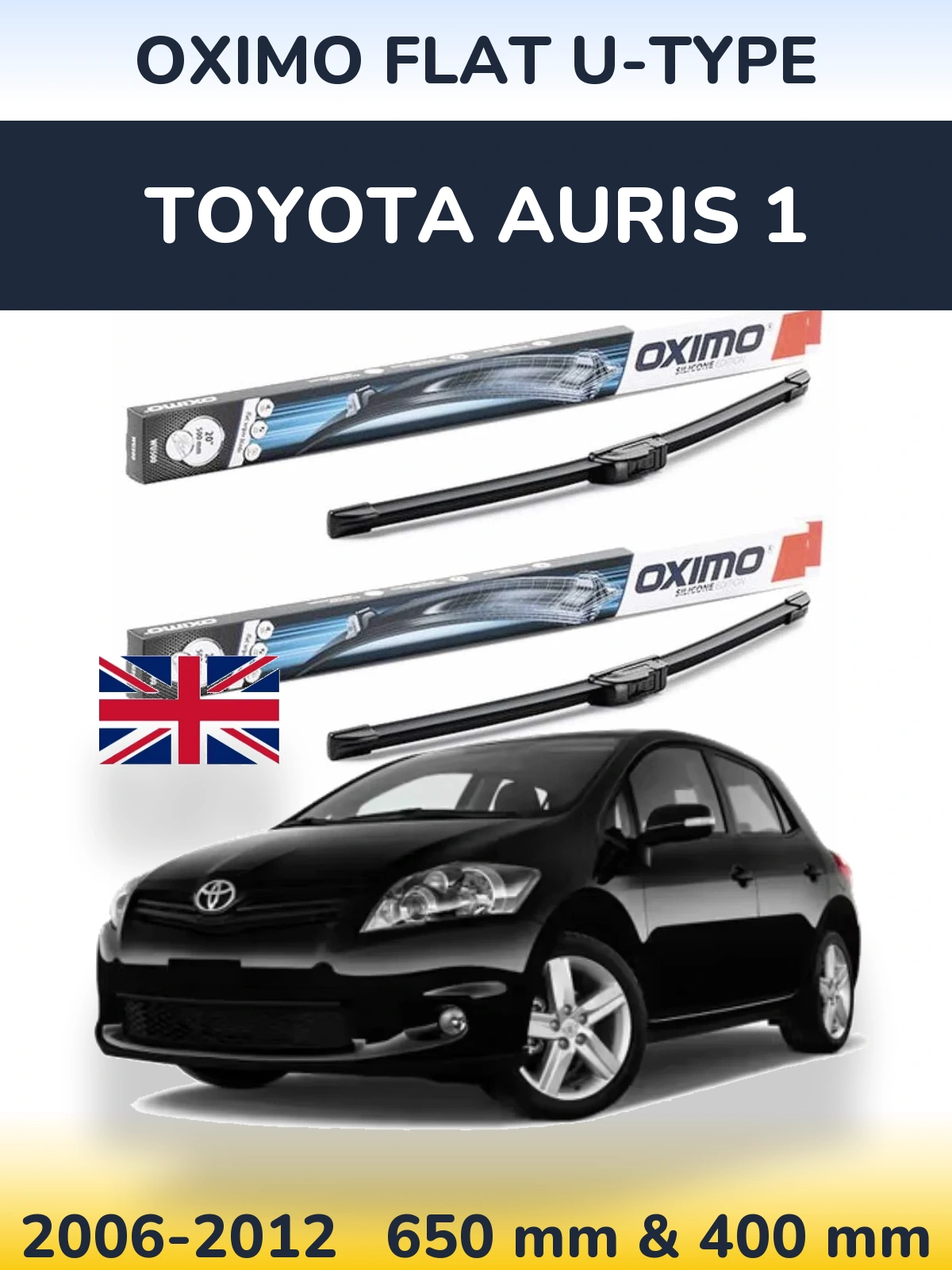 Sada předních stěračů Oximo Flat U-type 650 a 400 mm pro Toyota Auris 1 2006-2012