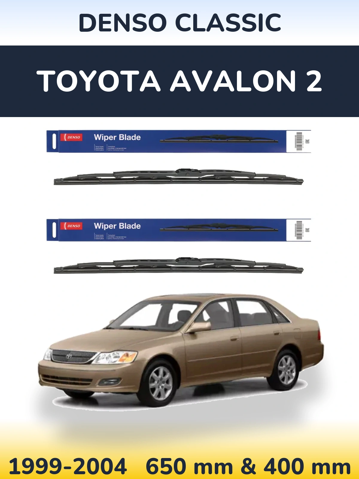 Sada předních stěračů Denso Classic 650 a 400 mm pro Toyota Avalon 2 1999-2004