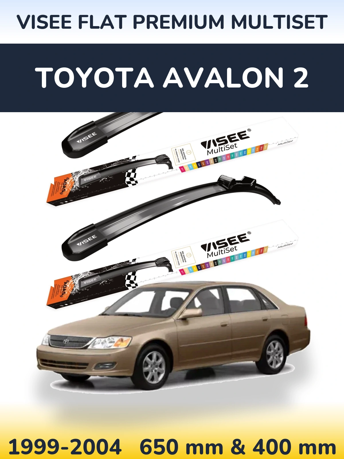 Sada předních stěračů VISEE FLAT PREMIUM MultiSet 650 a 400 mm pro Toyota Avalon 2 1999-2004