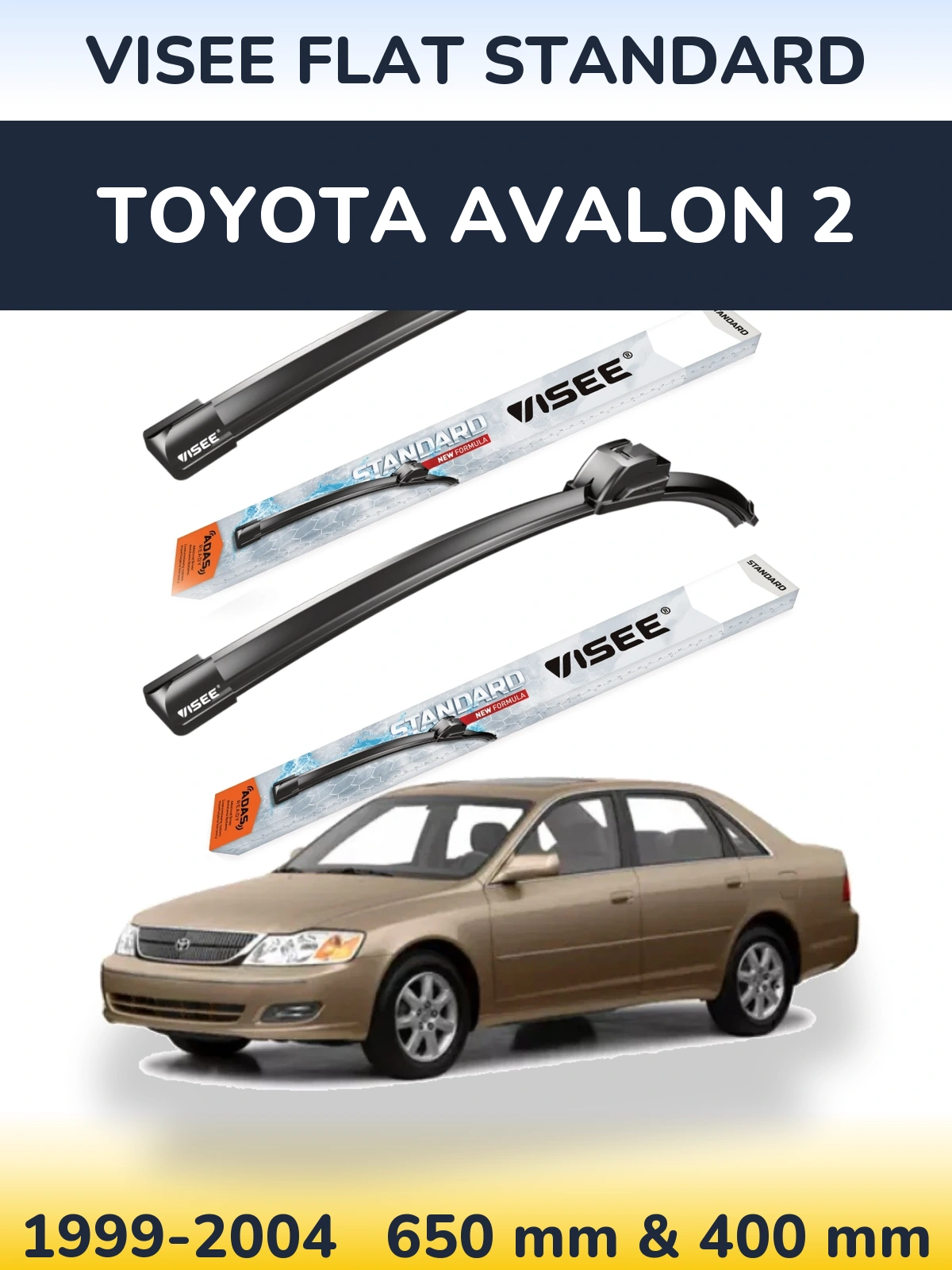 Sada předních stěračů VISEE FLAT STANDARD 650 a 400 mm pro Toyota Avalon 2 1999-2004