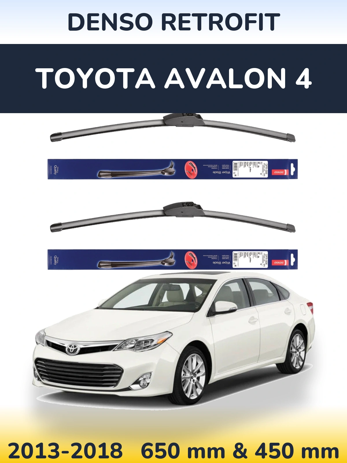 Sada předních stěračů Denso Retrofit 650 a 450 mm pro Toyota Avalon 4 2013-2018