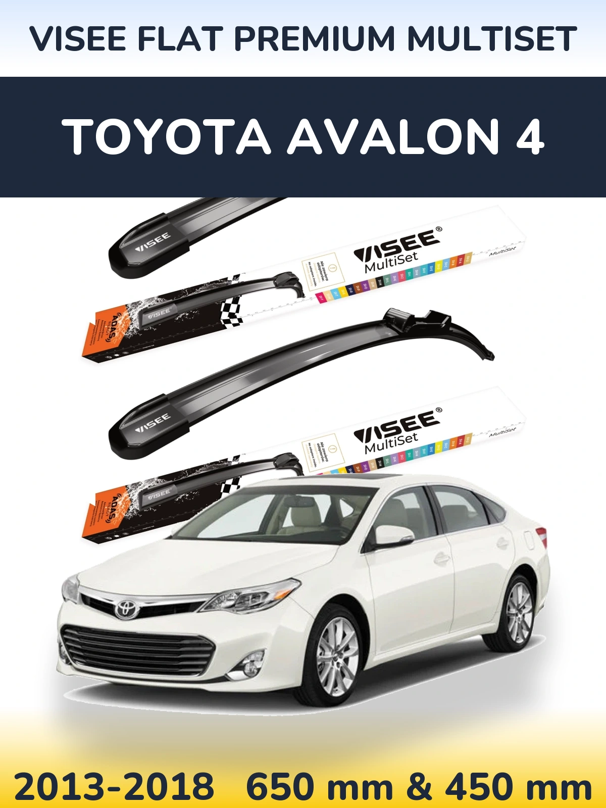 Sada předních stěračů VISEE FLAT PREMIUM MultiSet 650 a 450 mm pro Toyota Avalon 4 2013-2018
