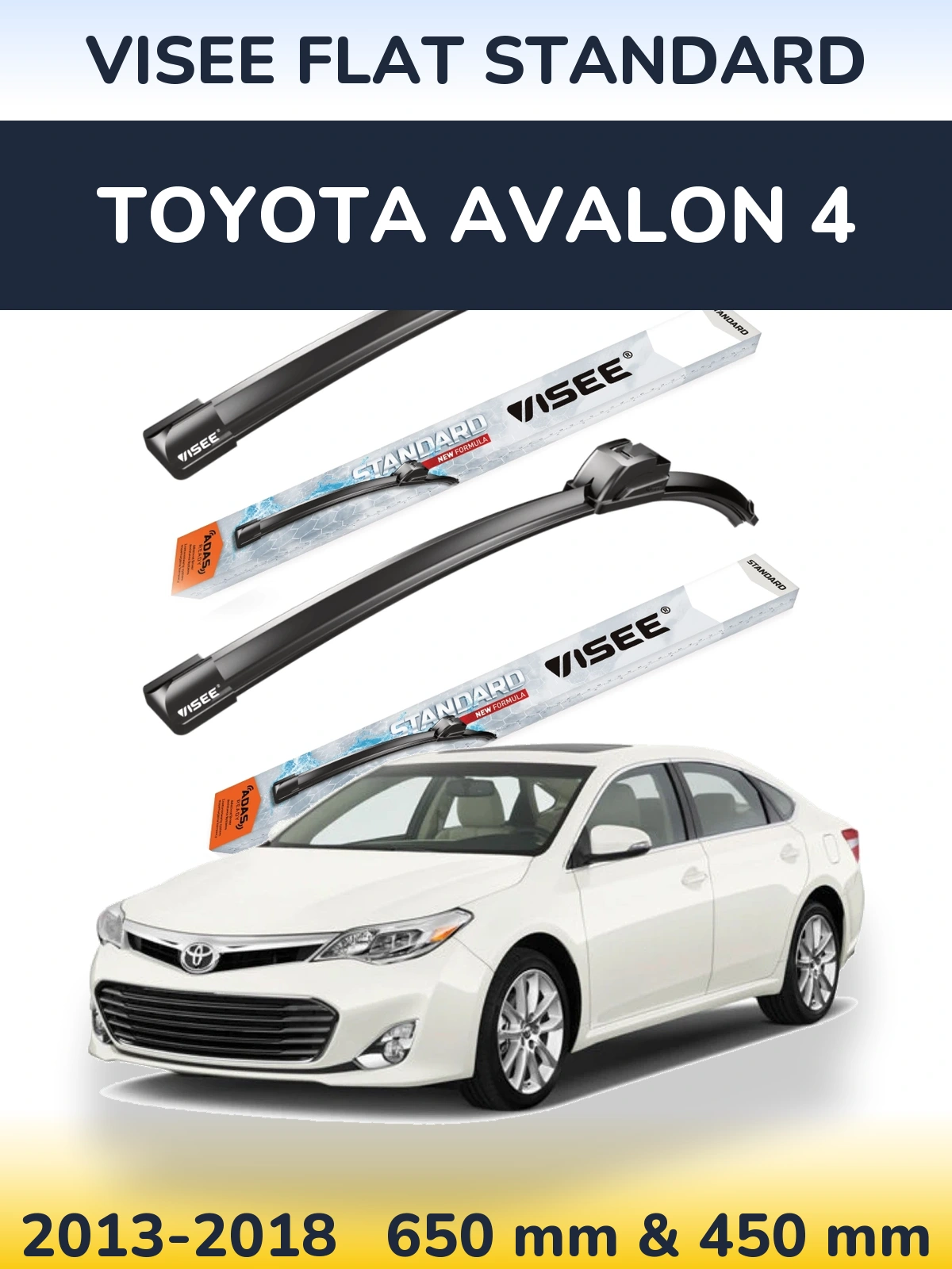 Sada předních stěračů VISEE FLAT STANDARD 650 a 450 mm pro Toyota Avalon 4 2013-2018