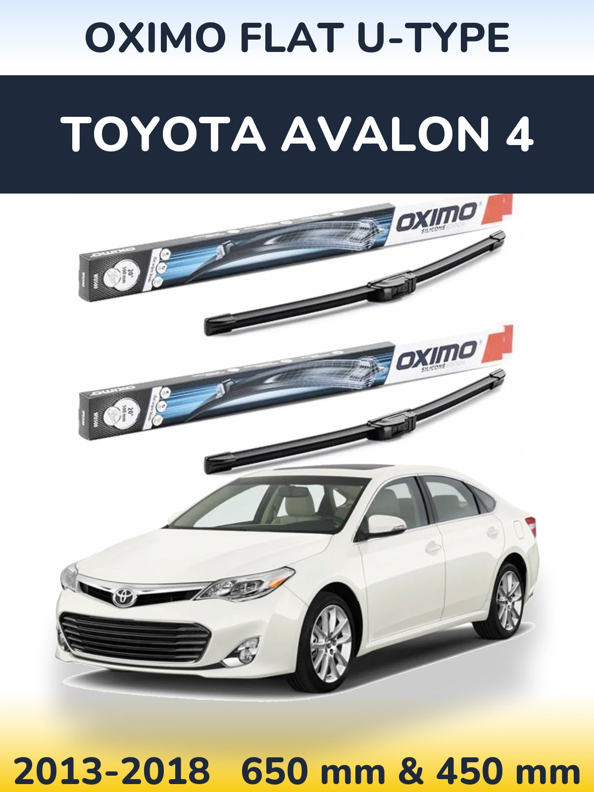 Sada předních stěračů Oximo Flat U-type 650 a 450 mm pro Toyota Avalon 4 2013-2018