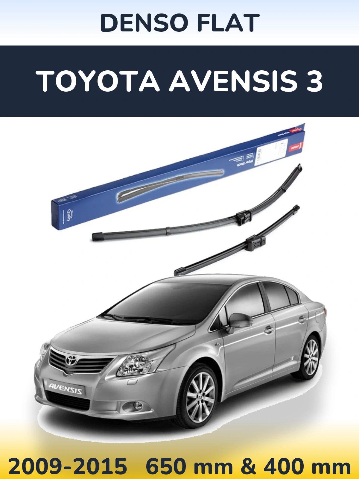 Sada předních stěračů Denso Flat 650 a 400 mm pro Toyota Avensis 3 2009-2015
