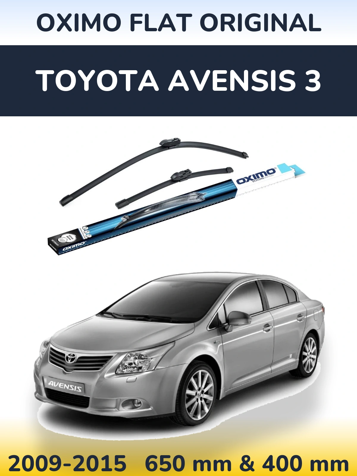 Sada předních stěračů Oximo Flat Original 650 a 400 mm pro Toyota Avensis 3 2009-2015