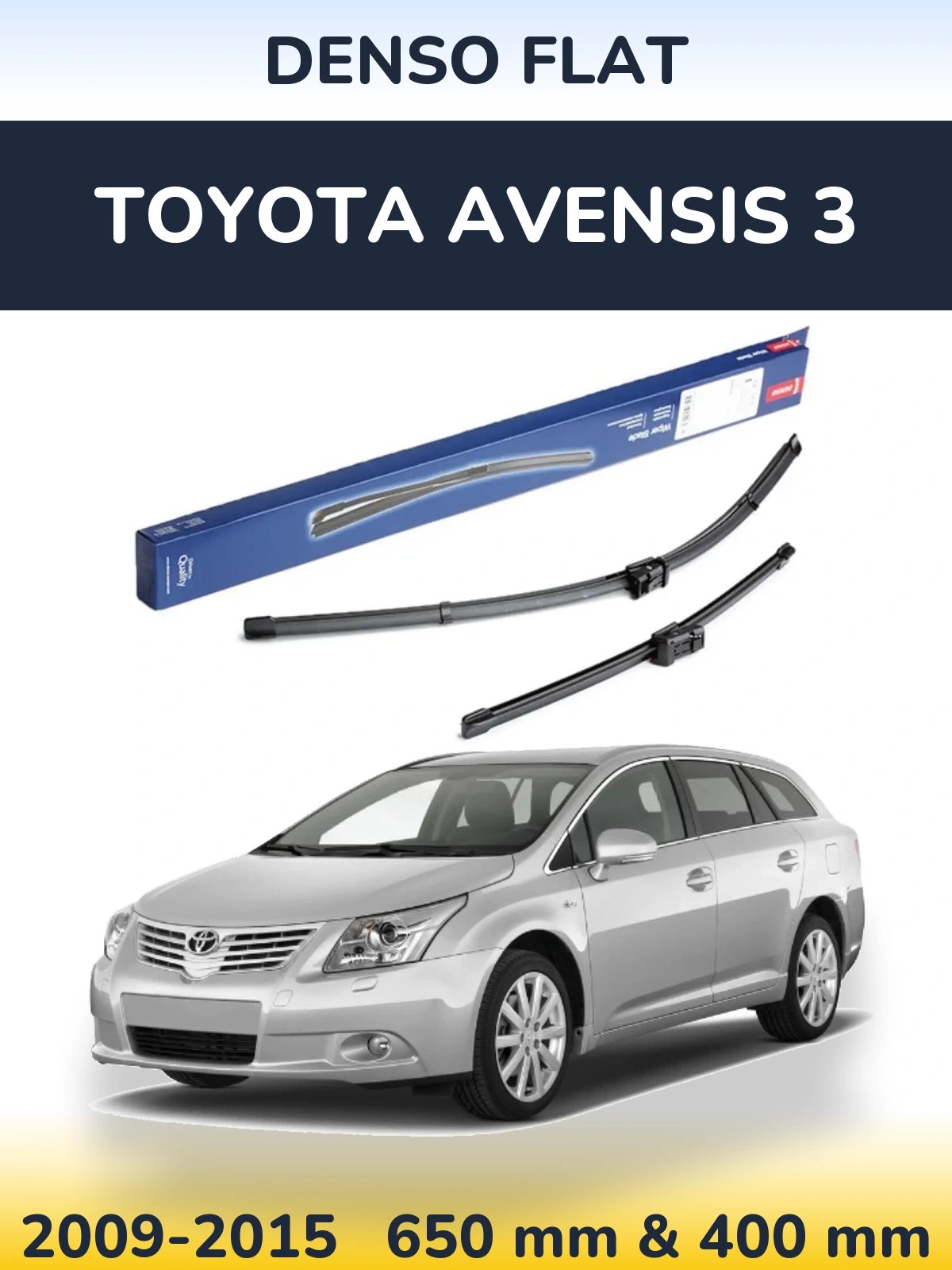 Sada předních stěračů Denso Flat 650 a 400 mm pro Toyota Avensis 3 2009-2015