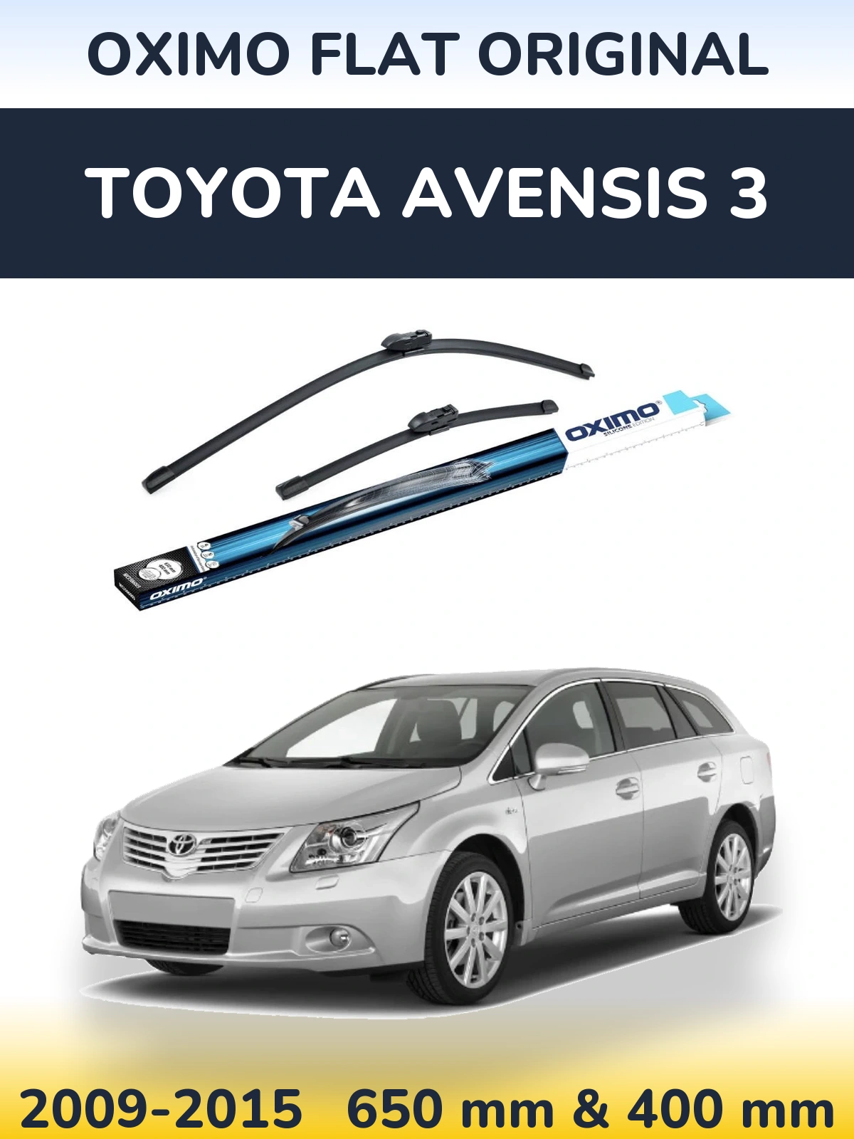 Sada předních stěračů Oximo Flat Original 650 a 400 mm pro Toyota Avensis 3 2009-2015