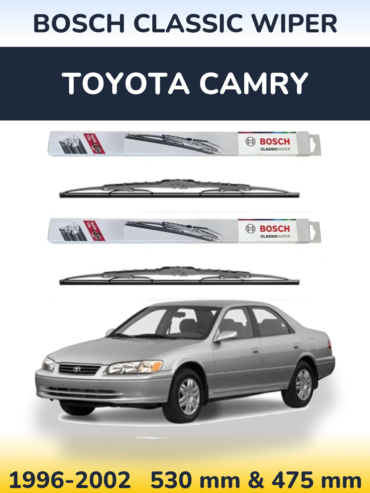 Sada předních stěračů BOSCH Classic Wiper 530 a 475 mm pro Toyota Camry 1996-2002