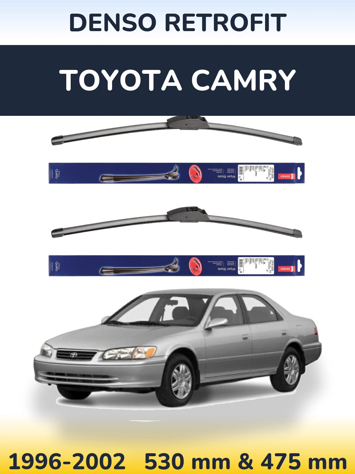 Sada předních stěračů Denso Retrofit 530 a 475 mm pro Toyota Camry 1996-2002
