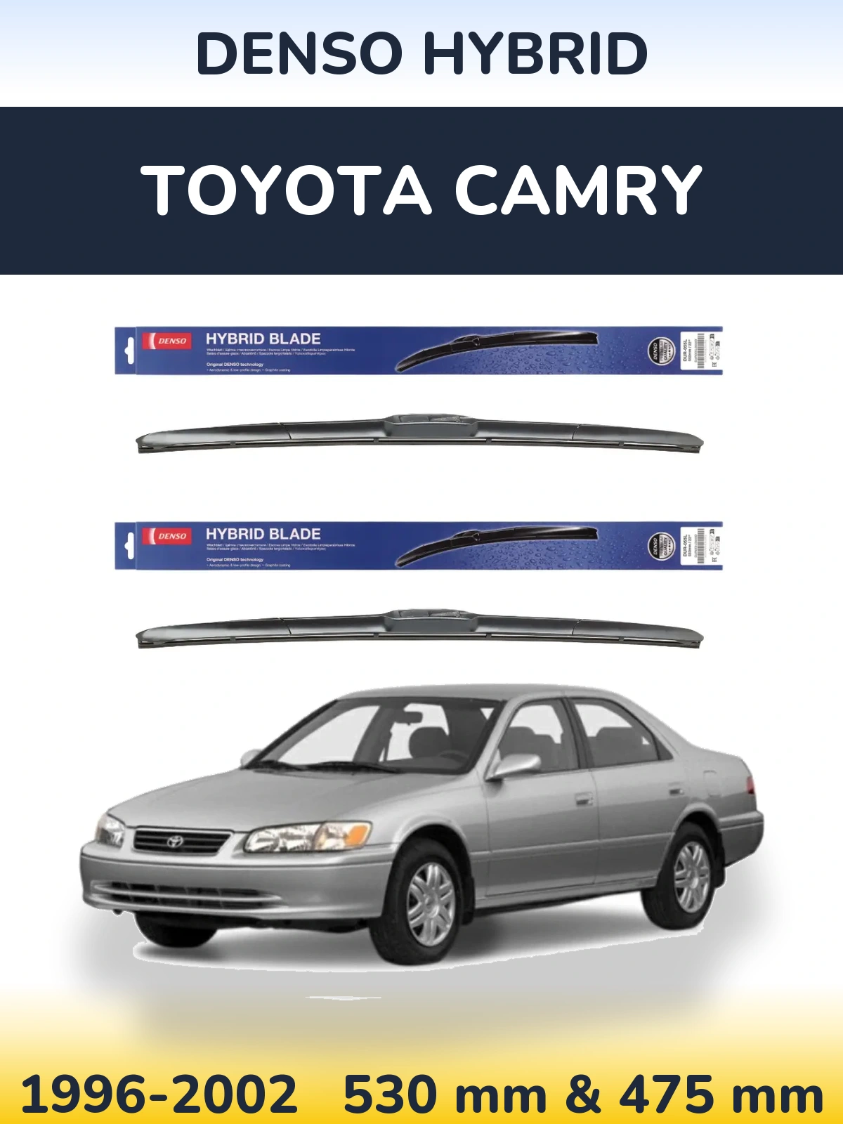 Sada předních stěračů Denso Hybrid 530 a 475 mm pro Toyota Camry 1996-2002