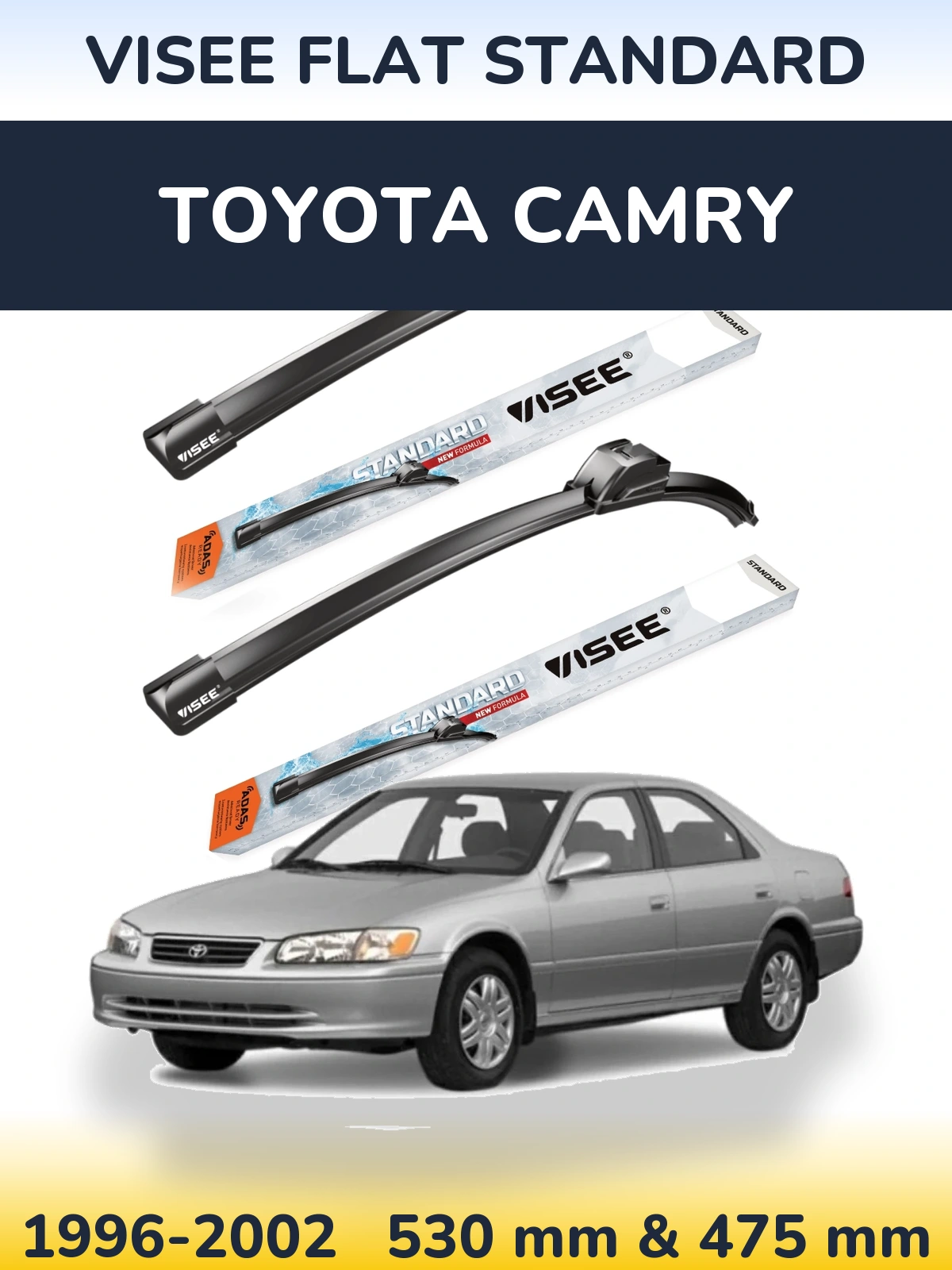 Sada předních stěračů VISEE FLAT STANDARD 530 a 475 mm pro Toyota Camry 1996-2002