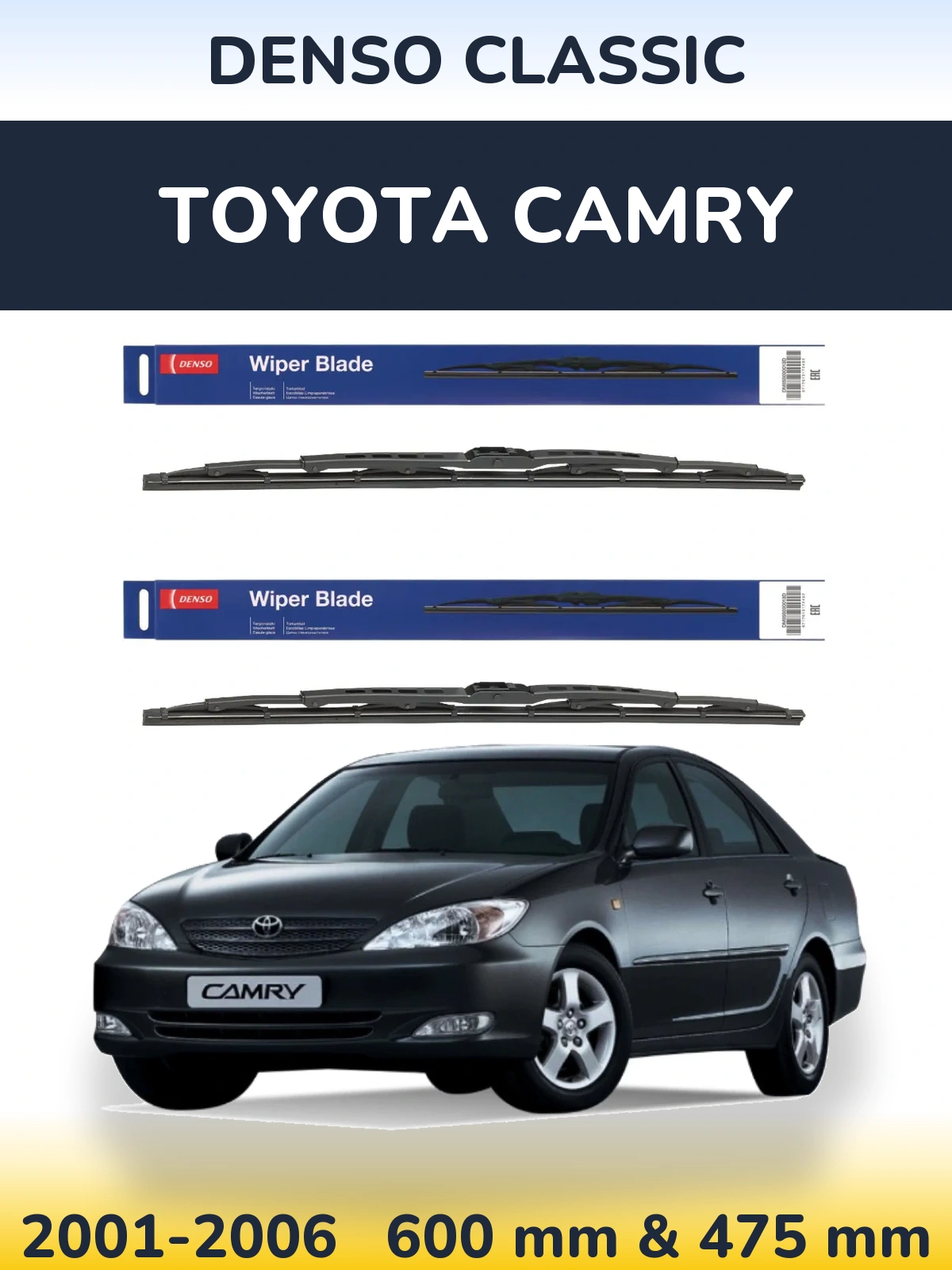 Sada předních stěračů Denso Classic 600 a 475 mm pro Toyota Camry 2001-2006