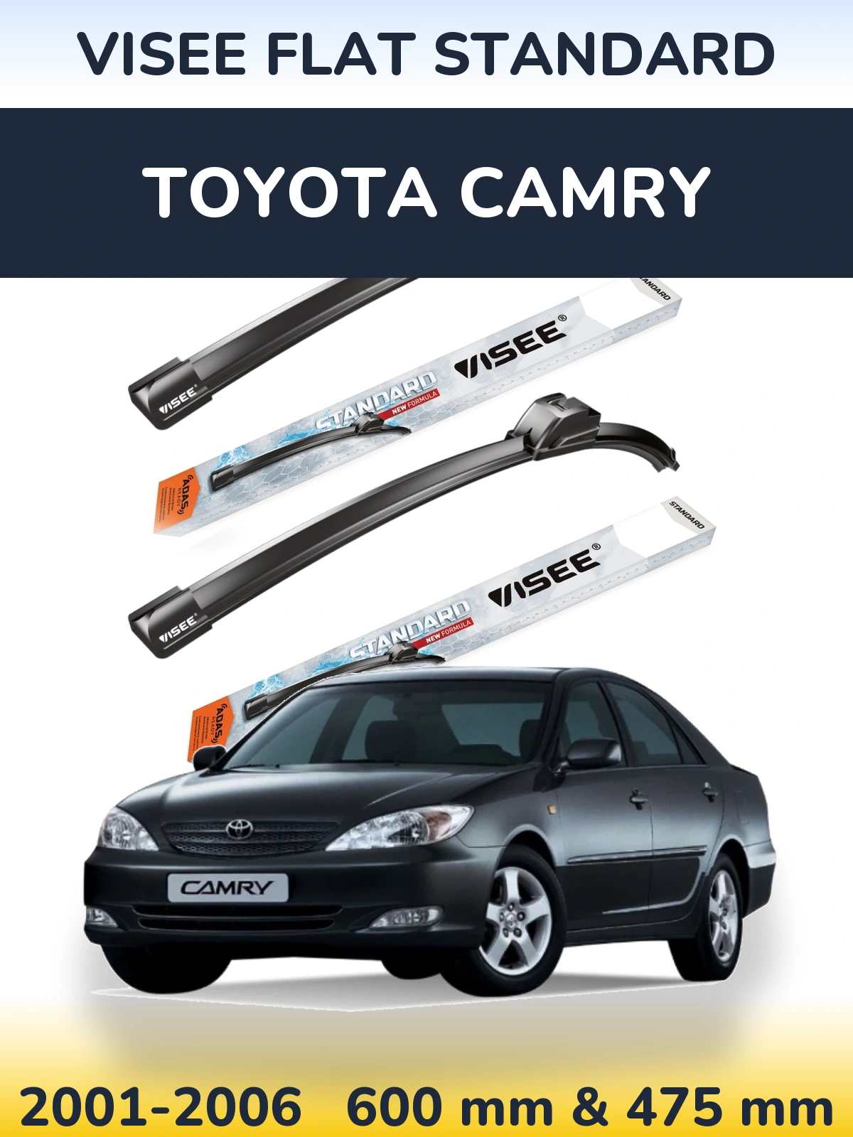 Sada předních stěračů VISEE FLAT STANDARD 600 a 475 mm pro Toyota Camry 2001-2006