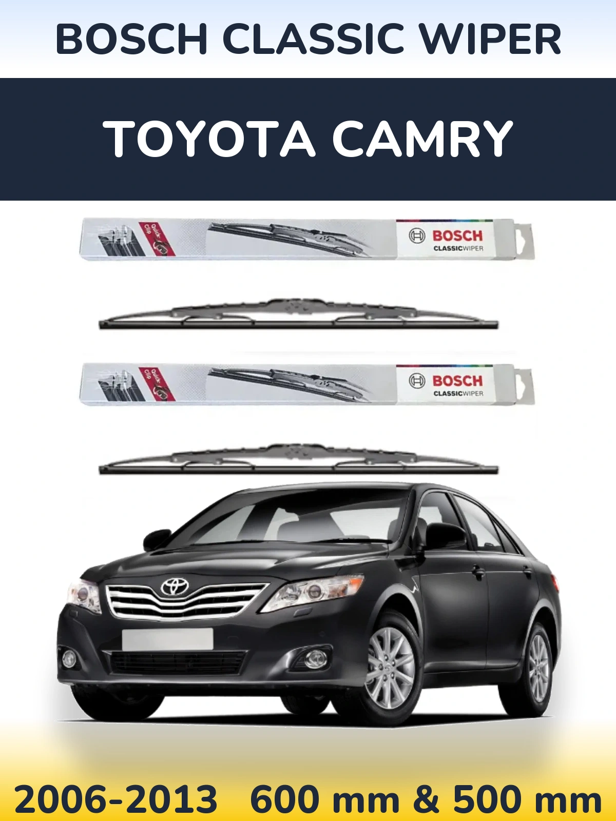 Sada předních stěračů BOSCH Classic Wiper 600 a 500 mm pro Toyota Camry 2006-2013