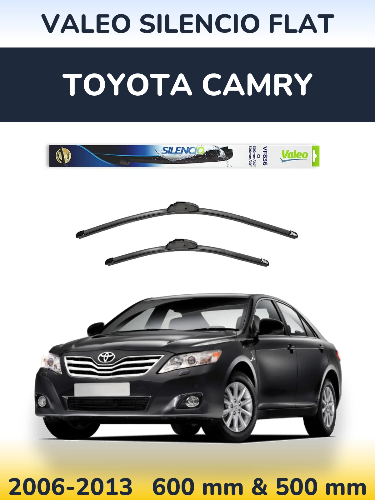 Sada předních stěračů Valeo Silencio Flat 600 a 500 mm pro Toyota Camry 2006-2013