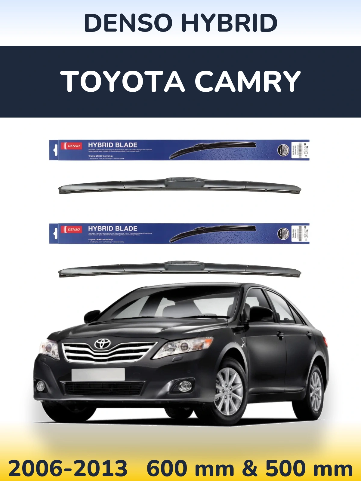 Sada předních stěračů Denso Hybrid 600 a 500 mm pro Toyota Camry 2006-2013
