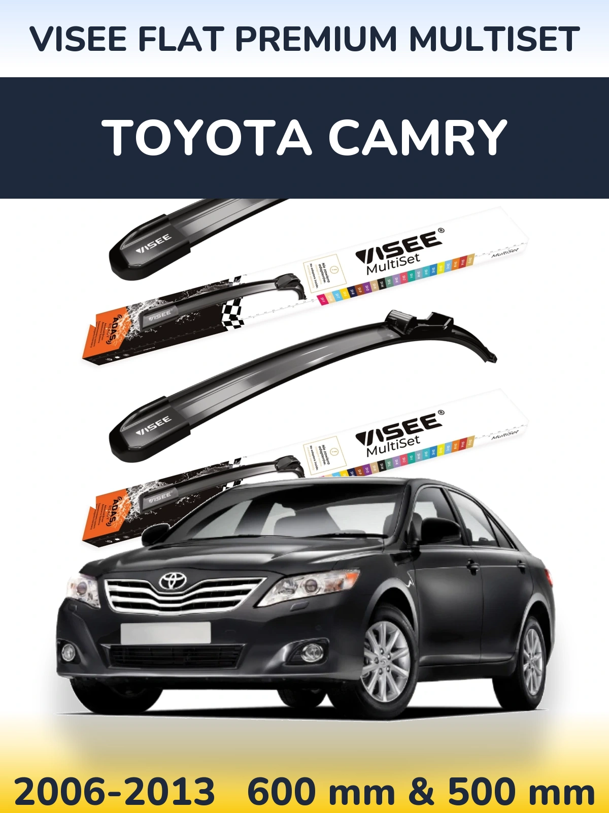 Sada předních stěračů VISEE FLAT PREMIUM MultiSet 600 a 500 mm pro Toyota Camry 2006-2013