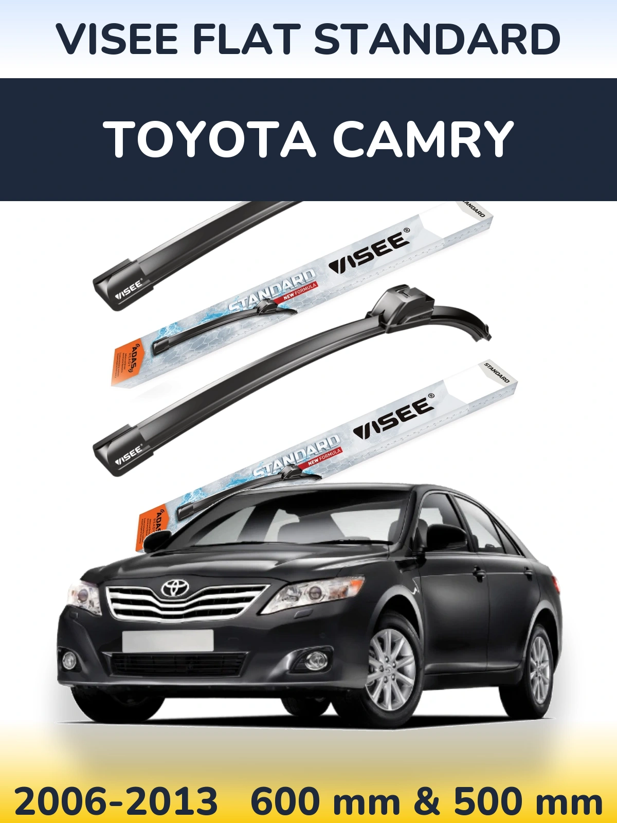 Комплект передніх щіток VISEE FLAT STANDARD 600 & 500 мм для Toyota Camry 2006-2013
