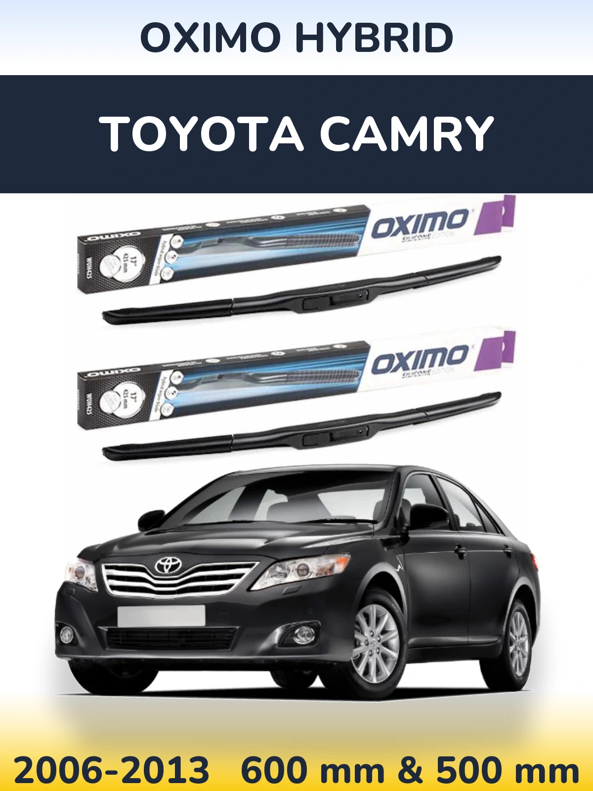 Sada předních stěračů Oximo Hybrid 600 a 500 mm pro Toyota Camry 2006-2013