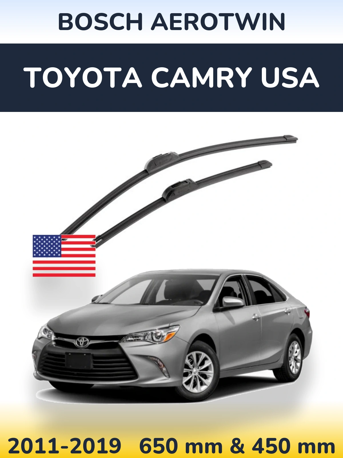Комплект передніх щіток BOSCH AeroTwin 650 & 450 мм для Toyota Camry USA 2011-2019