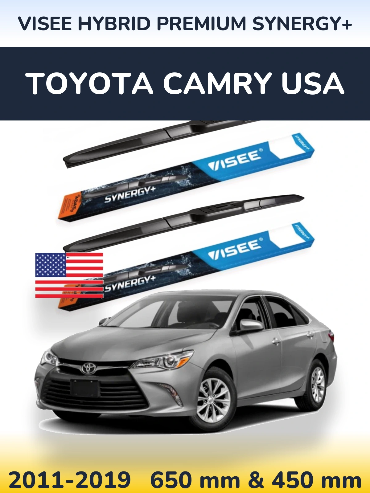 Комплект передніх щіток VISEE HYBRID PREMIUM SYNERGY+ 650 & 450 мм для Toyota Camry USA 2011-2019