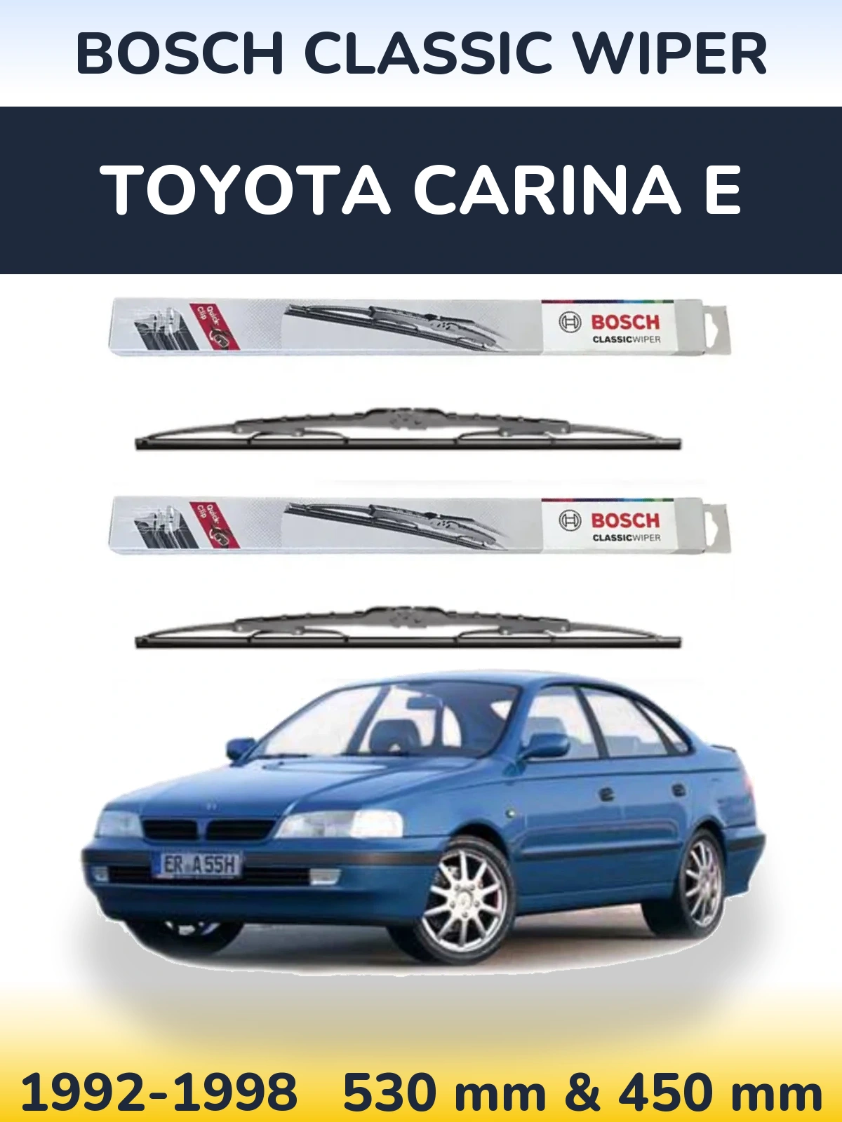Sada předních stěračů BOSCH Classic Wiper 530 a 450 mm pro Toyota Carina E 1992-1998
