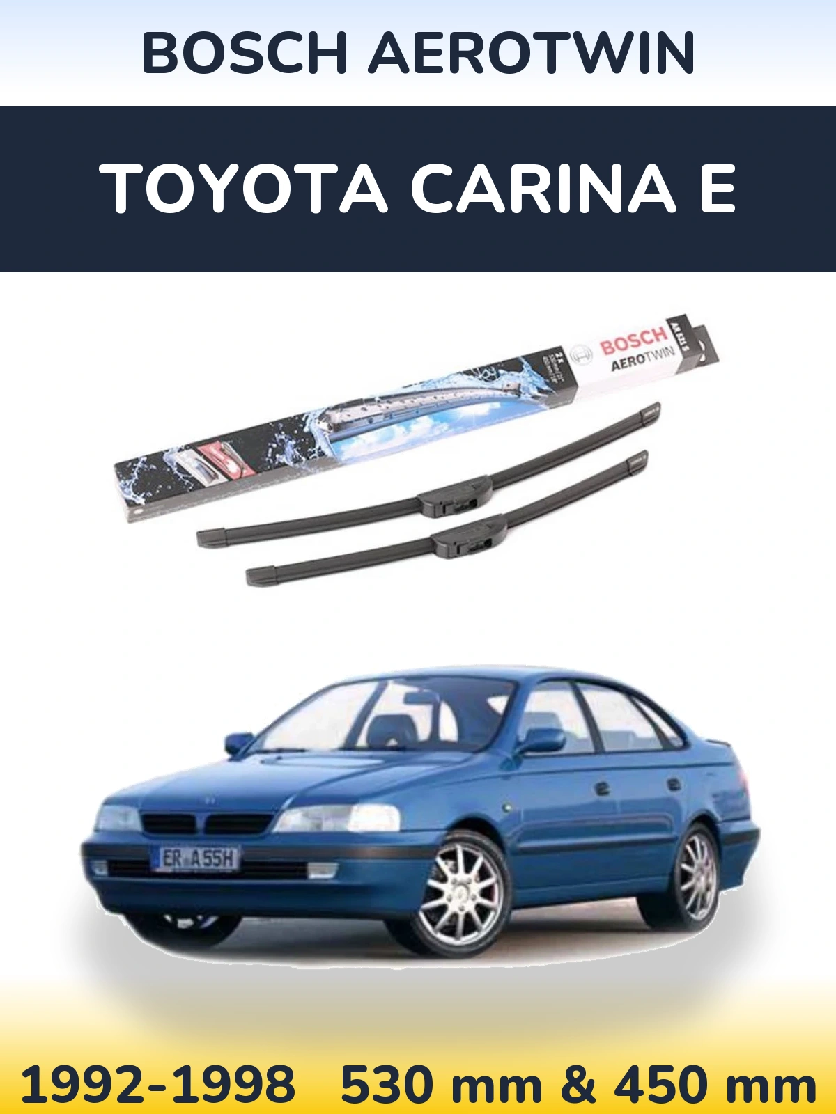 Sada předních stěračů BOSCH AeroTwin 530 a 450 mm pro Toyota Carina E 1992-1998