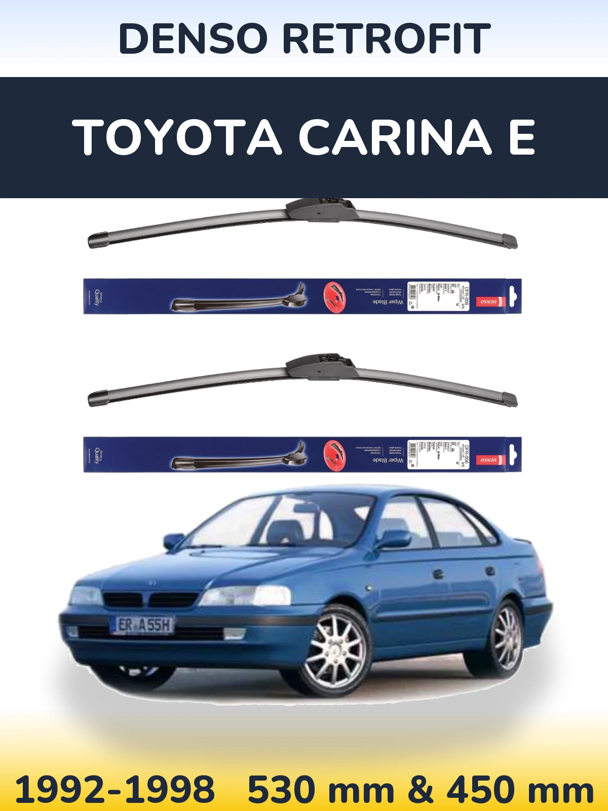 Sada předních stěračů Denso Retrofit 530 a 450 mm pro Toyota Carina E 1992-1998