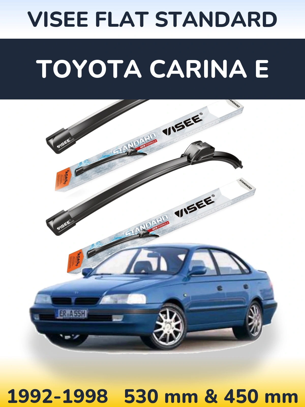 Комплект передніх щіток VISEE FLAT STANDARD 530 & 450 мм для Toyota Carina E 1992-1998