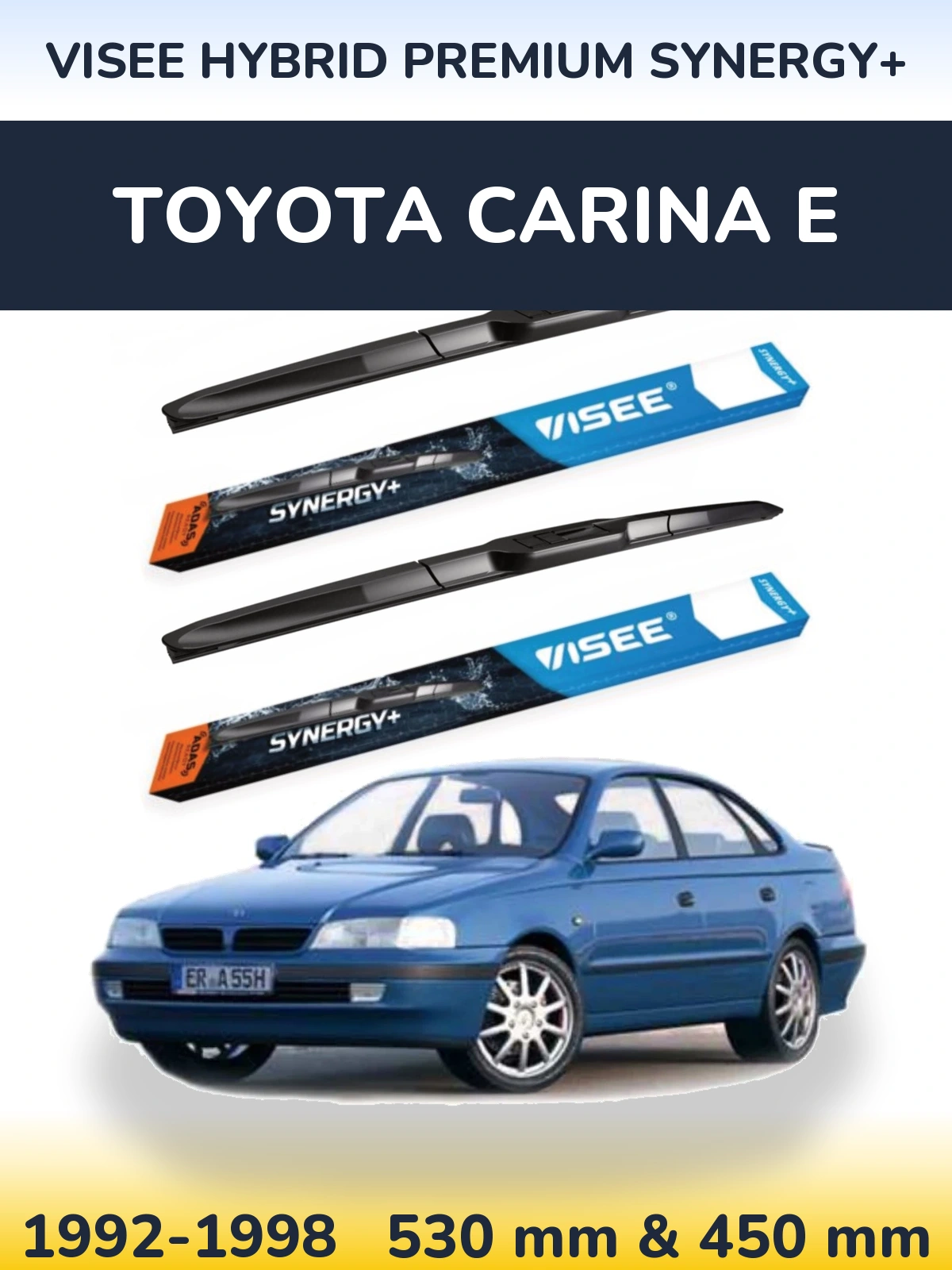 Sada předních stěračů VISEE HYBRID PREMIUM SYNERGY+ 530 a 450 mm pro Toyota Carina E 1992-1998