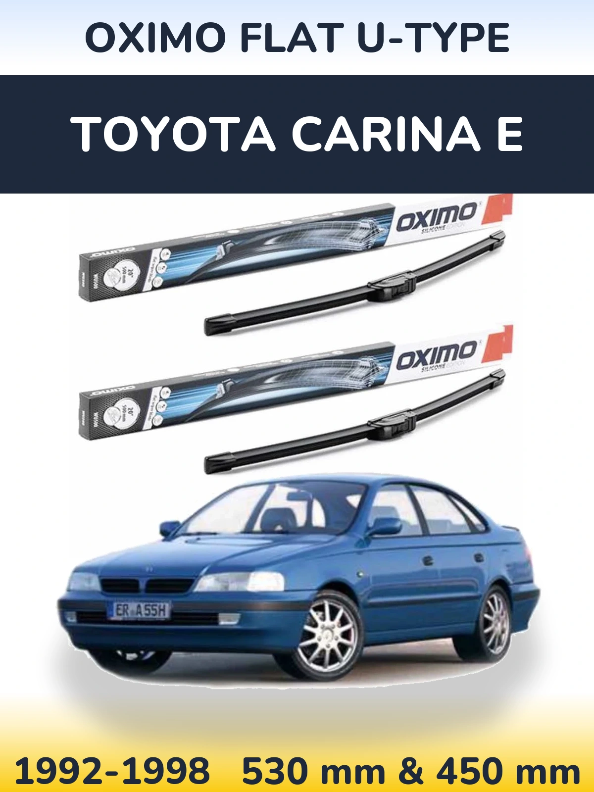 Sada předních stěračů Oximo Flat U-type 530 a 450 mm pro Toyota Carina E 1992-1998