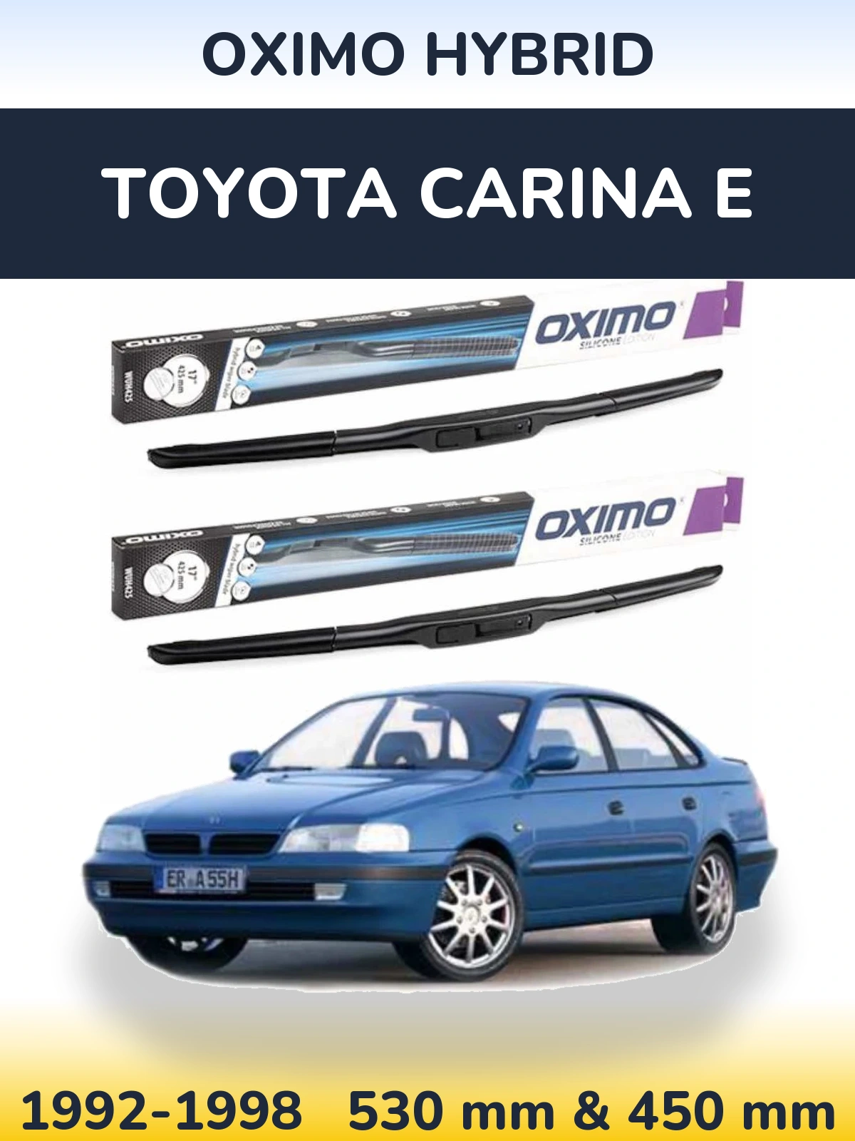 Sada předních stěračů Oximo Hybrid 530 a 450 mm pro Toyota Carina E 1992-1998
