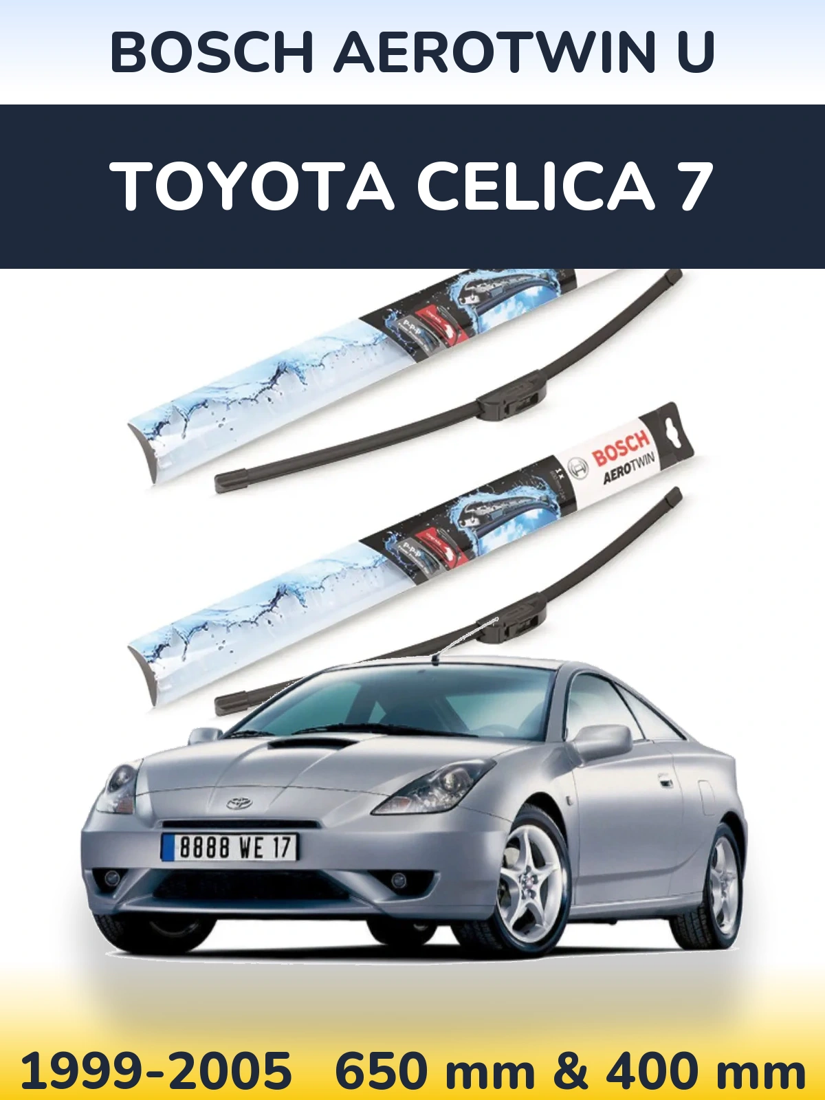 Sada předních stěračů BOSCH AeroTwin U 650 a 400 mm pro Toyota Celica 7 1999-2005