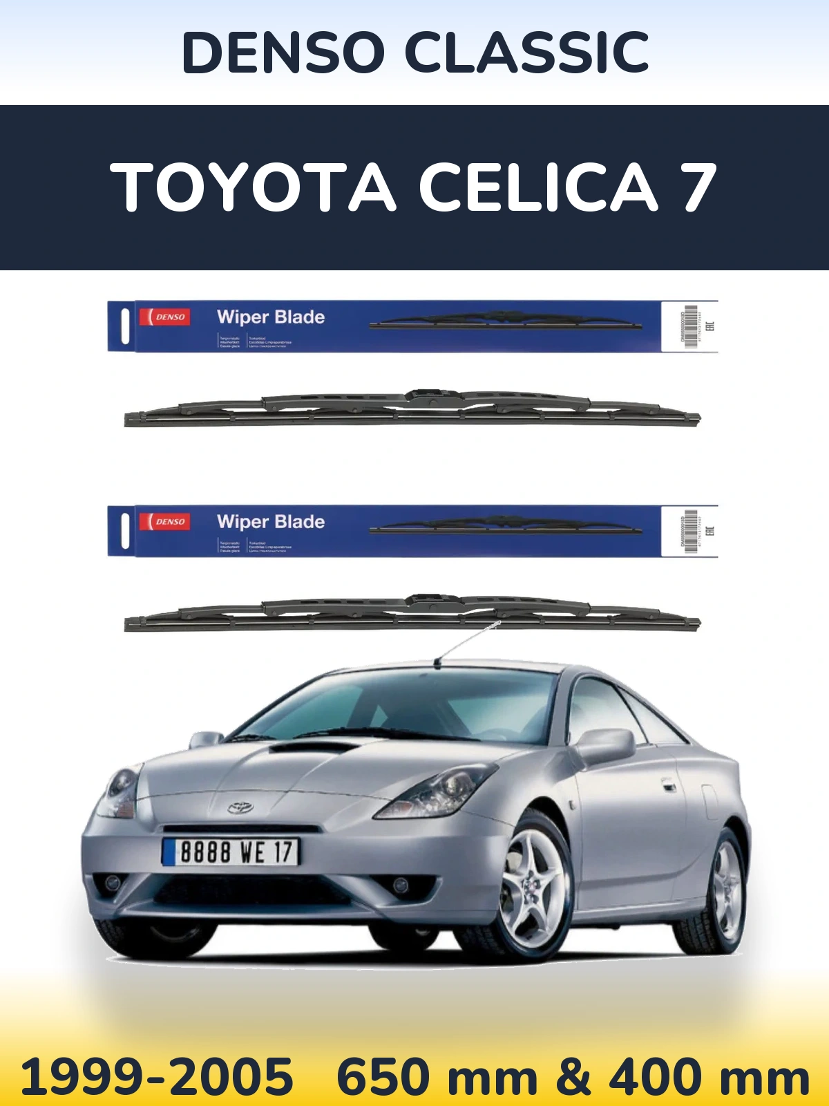 Sada předních stěračů Denso Classic 650 a 400 mm pro Toyota Celica 7 1999-2005