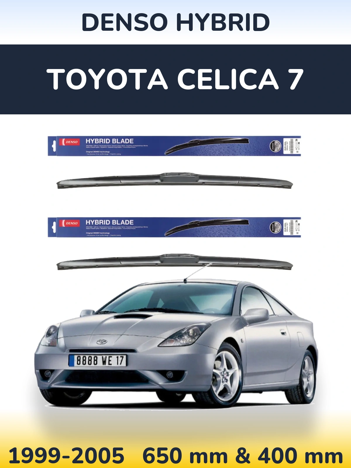 Sada předních stěračů Denso Hybrid 650 a 400 mm pro Toyota Celica 7 1999-2005