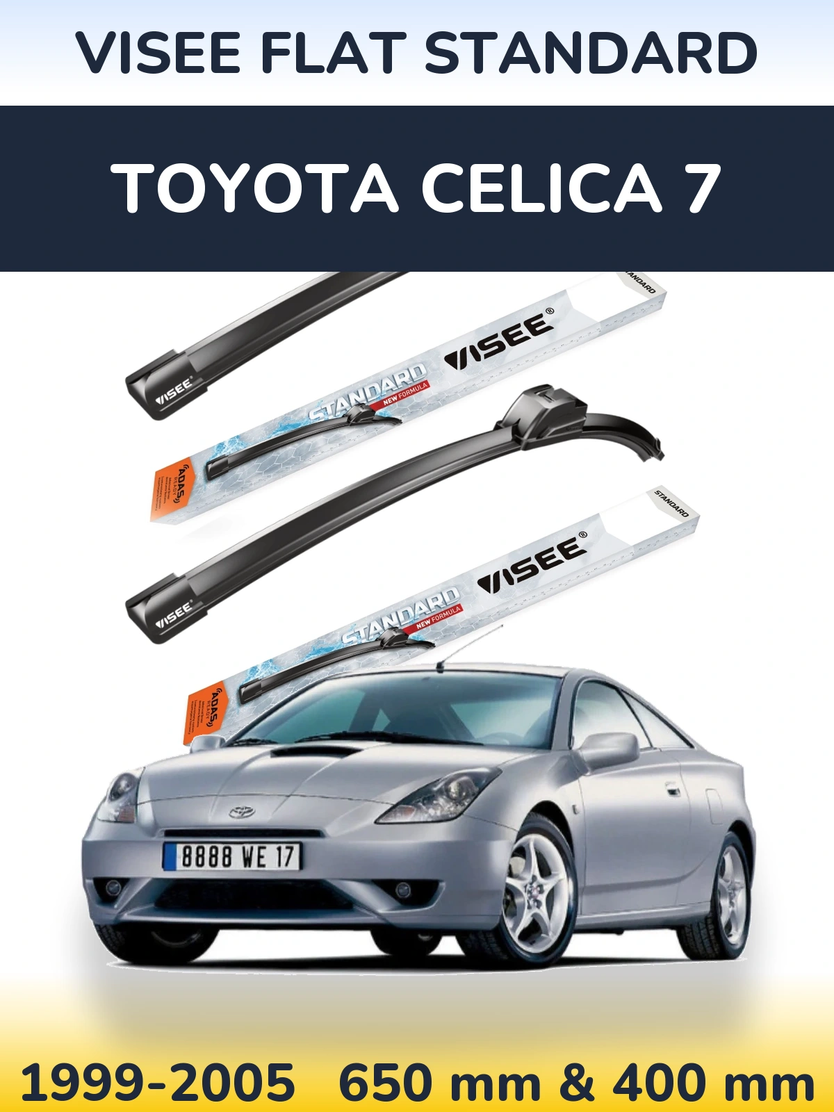 Sada předních stěračů VISEE FLAT STANDARD 650 a 400 mm pro Toyota Celica 7 1999-2005