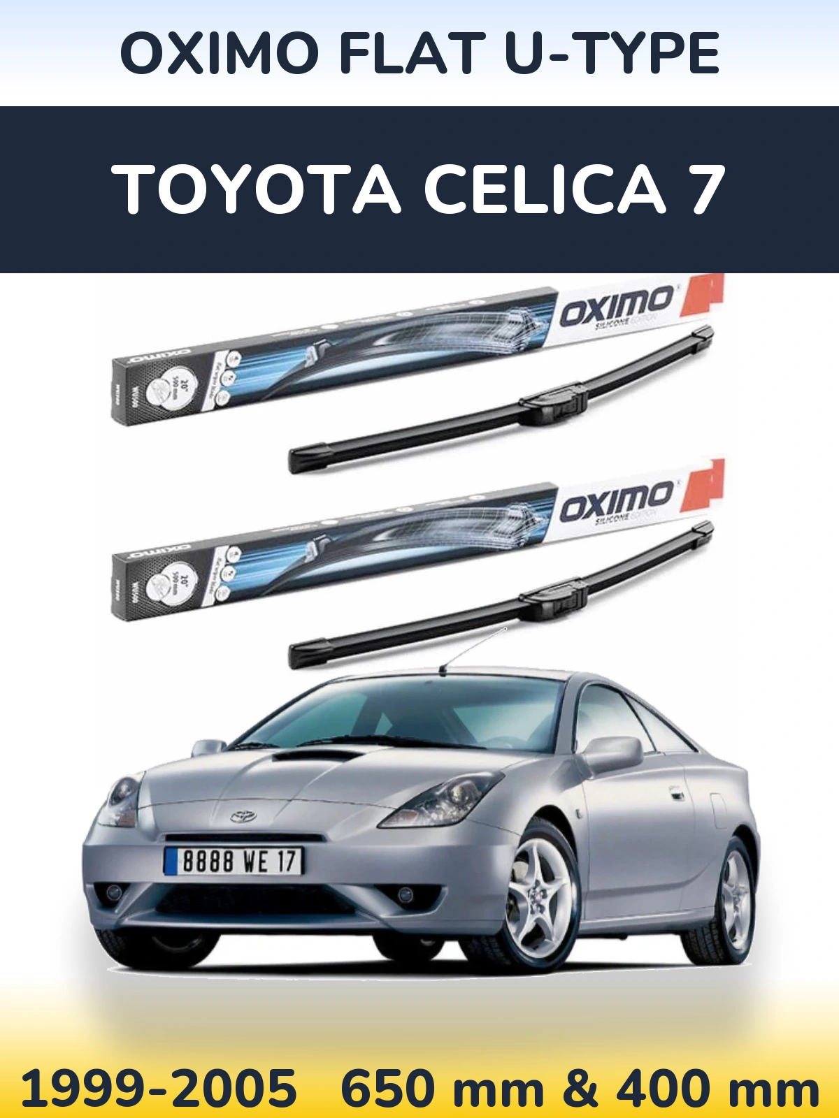 Sada předních stěračů Oximo Flat U-type 650 a 400 mm pro Toyota Celica 7 1999-2005