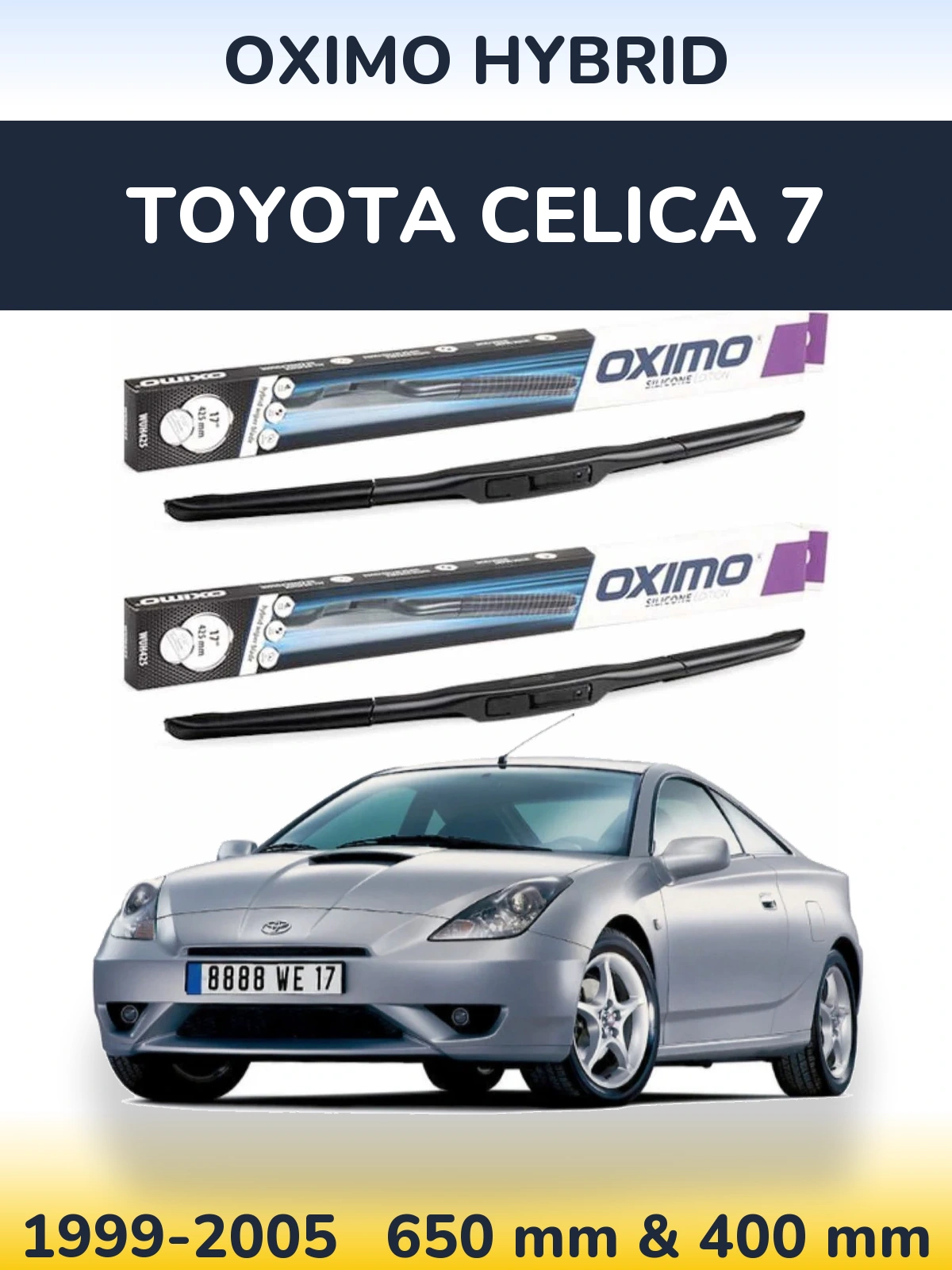 Sada předních stěračů Oximo Hybrid 650 a 400 mm pro Toyota Celica 7 1999-2005