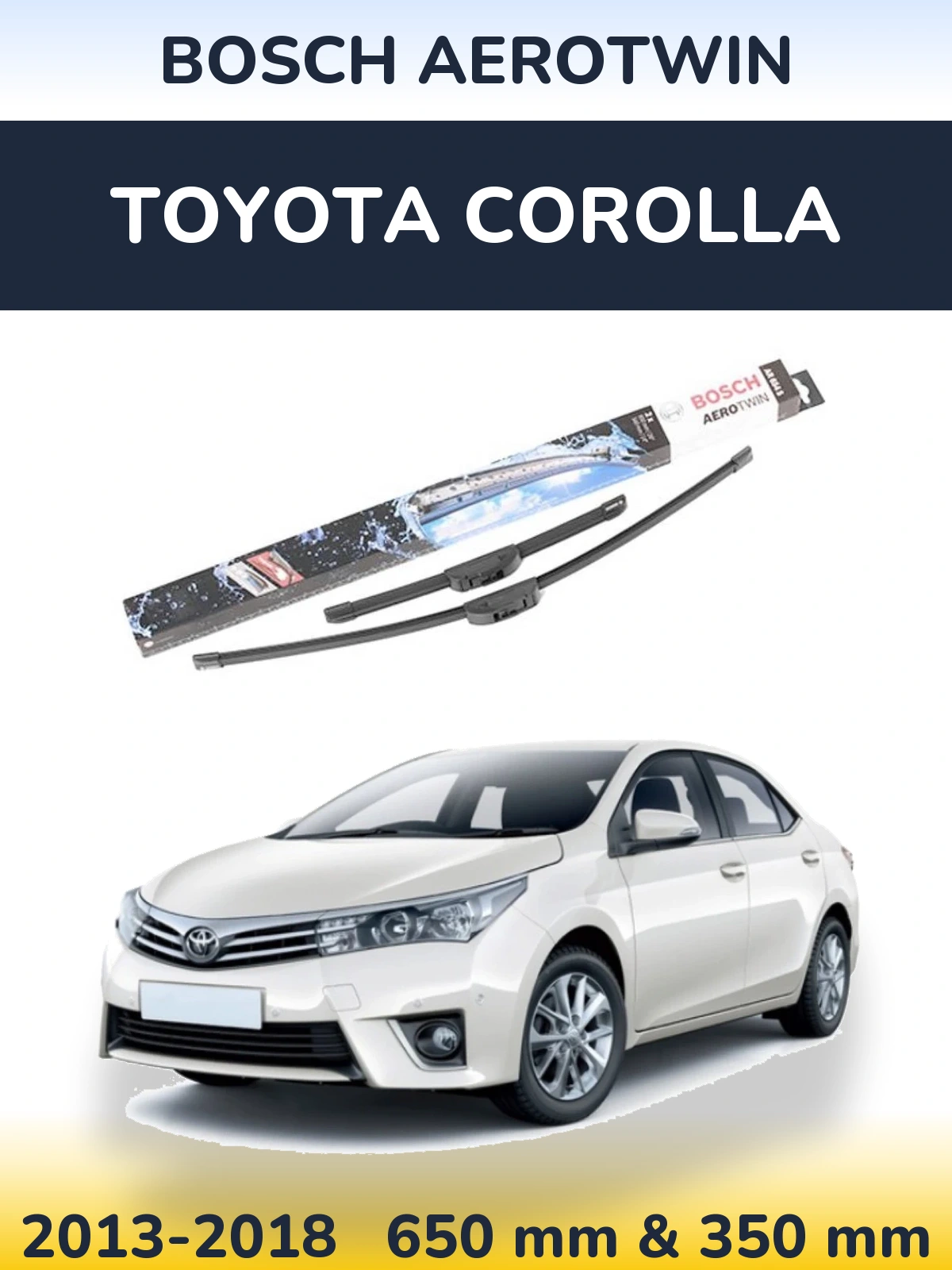 Sada předních stěračů BOSCH AeroTwin 650 a 350 mm pro Toyota Corolla 2013-2018