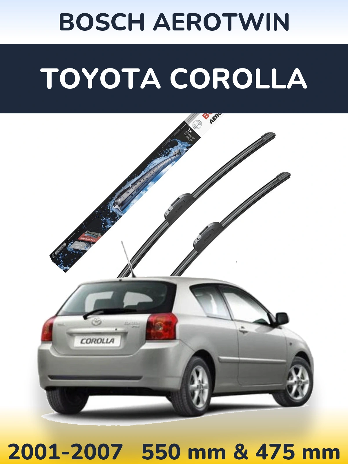 Sada předních stěračů BOSCH AeroTwin 550 a 475 mm pro Toyota Corolla 2001-2007