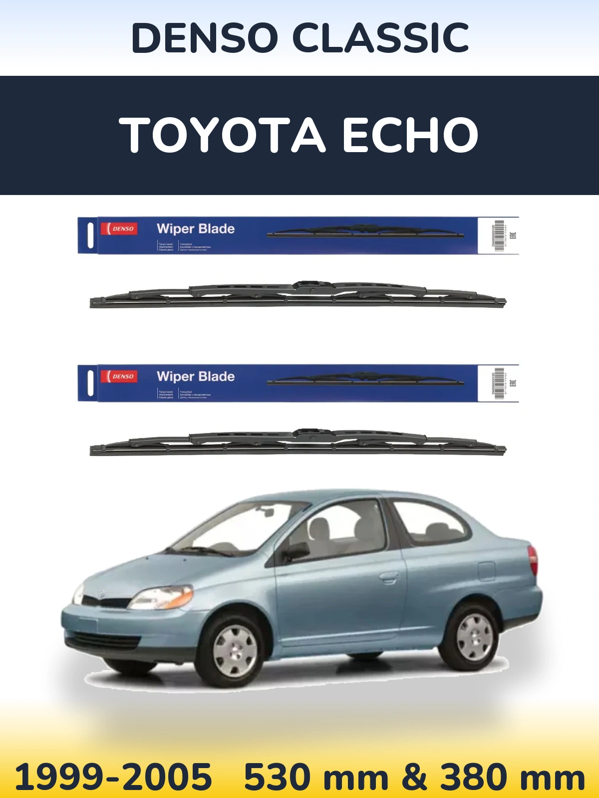 Sada předních stěračů Denso Classic 530 a 380 mm pro Toyota Echo 1999-2005